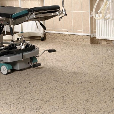 Laying of antistatic linoleum